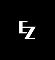 Modern EZ Logo Design Minimalist White Letters on Black