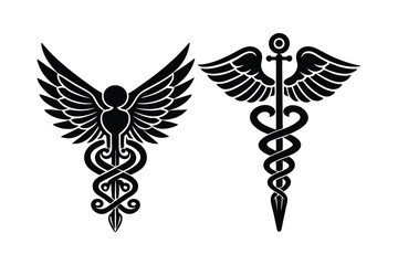 Obraz premium Symbols of Science Greek Medicine Industry Set