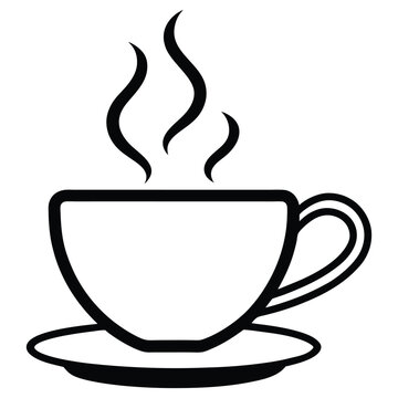 black and white coffee cup steaming clip art preview