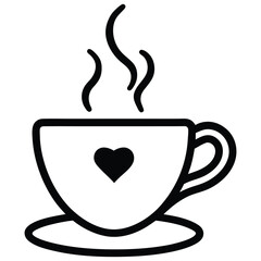 A minimalist line art teacup icon