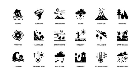 Fototapeta na wymiar Natural Disaster Icons Collection
