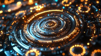 Futuristic Tech Glowing Core Rotating