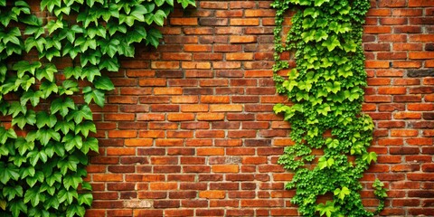 Fototapeta premium Rustic Red Brick Wall Ivy Food Photography Background - Nature Inspired Food Images