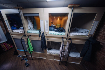 Capsule hotel offering comfortable and affordable sleeping pods