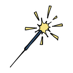 fireworks happy eid mubarak doodle vector illustration hand drawn cartoon