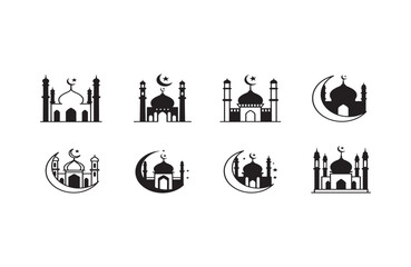 Fototapeta premium Unique mosque icon designs with bold Islamic aesthetics