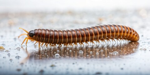Surreal Rain Millipede House Floor Photography - Bizarre Macro Insect Image