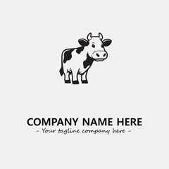 Cow illustration black and white for logo company vector image
