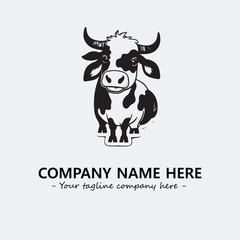 Cow illustration black and white for logo company vector image
