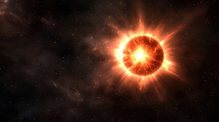Fiery star erupting in deep space