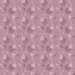 Seamless pattern with cute alpaca and skeins of yarn color. Illustration for your projects.