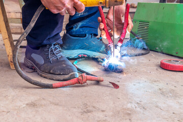 Sparks produced during electric welding