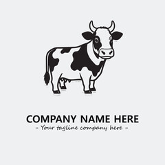 Cow illustration black and white for logo company vector image
