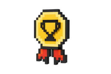 A vibrant pixel art trophy symbolizing achievement and victory in gaming and competitions, perfect for enthusiasts and gamers.