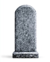 Blank grey granite headstone, isolated, cemetery, memorial, remembrance, grief, death, website, design