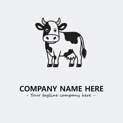 Cow illustration black and white for logo company vector image
