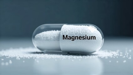 Magnesium Glycinat Mineral Tablet, Essential for Healthy Muscles, Nerves, Bones, and Blood Sugar Levels. Dietary Supplement, Health Care. Healthy Lifestyle. Magnesium Deficiency. Daily Mineral Intake.