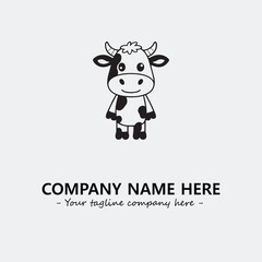 Cow illustration black and white for logo company vector image
