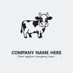 Cow illustration black and white for logo company vector image
