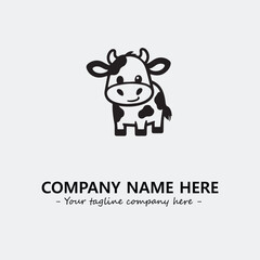 Cow illustration black and white for logo company vector image
