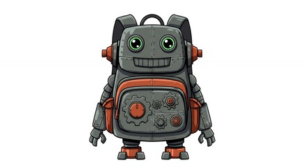 Fototapeta premium Cute robot backpack illustration design