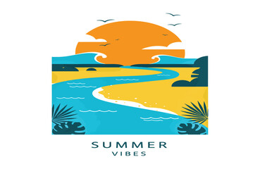 Obraz premium Summer serenity captured through sunset beach beauty