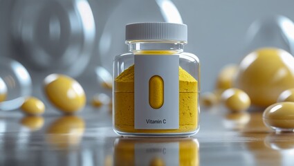 Vitamin C Powder, a Powerful Antioxidant. Boosting Immunity, Promoting Skin Health. Dietary Supplement, Vitamins, and Tablets. C Vitamin Powder. Health Care. Healthy Lifestyle. Vitamin C Deficiency.