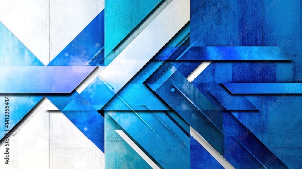 Poster modern abstract background with blue overlapping arrows