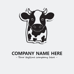 Cow illustration black and white for logo company vector image
