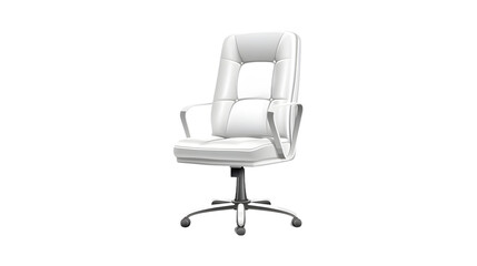 Fototapeta premium Stylish white office chair on a chrome base, ideal for modern workspaces.