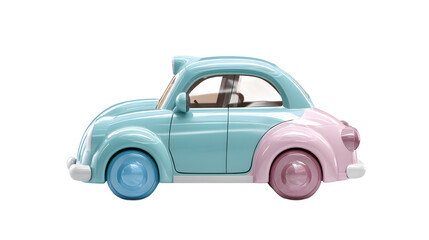 Obraz premium A playful pastel-colored toy car featuring blue and pink accents, perfect for imaginative play.