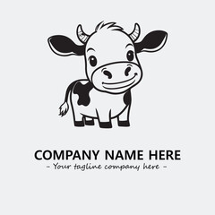 Cow illustration black and white for logo company vector image
