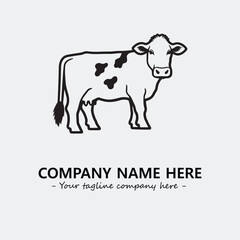Cow illustration black and white for logo company vector image
