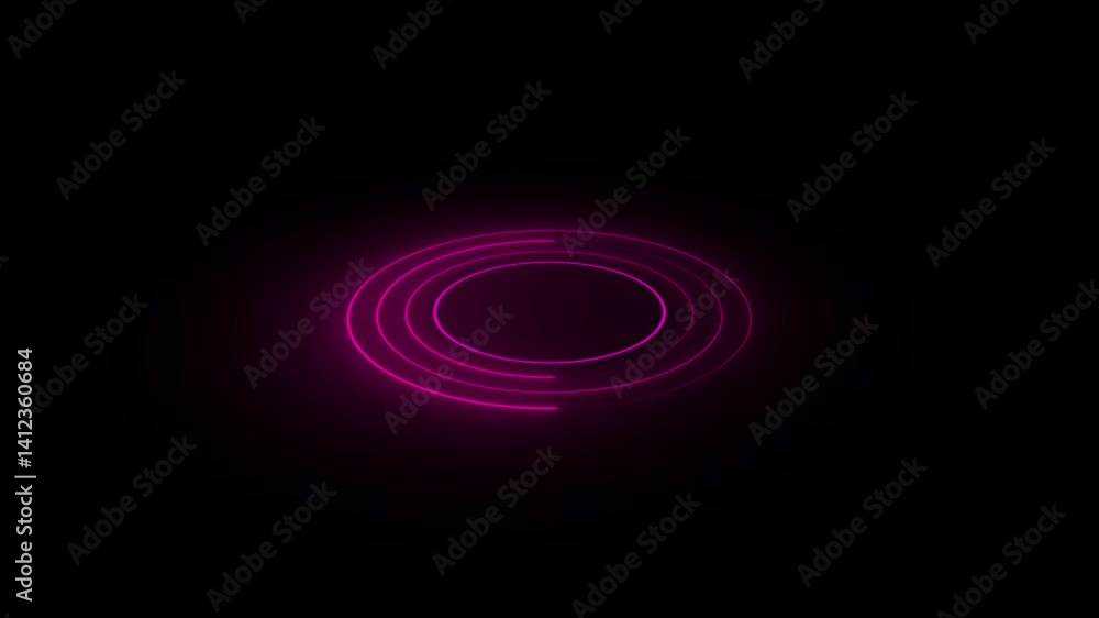 Poster abstract seamless loop neon circle. neon circles hi-tech motion background. hud interface template, 