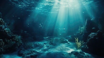 Fototapeta premium Deep underwater title scene