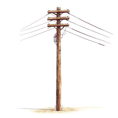 Power pole isolated on white 