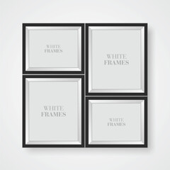 Realistic empty Photo frame collage vector in 3d style