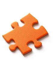 Obraz premium Orange puzzle piece isolated on white background, solution concept
