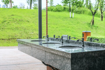 Washing machine in public restroom in the park