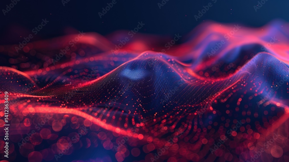 Poster this abstract image features a minimalistic sci-fi background with flowing waves, showcasing vibrant