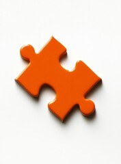 Obraz premium Orange puzzle piece on white background, solution concept (1)