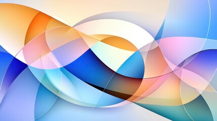 Naklejka premium Soft overlapping blue shapes in layered translucent style