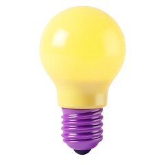 Yellow bulb purple base idea bright on white background