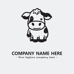 Cow illustration black and white for logo company vector image
