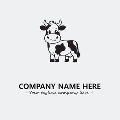 Cow illustration black and white for logo company vector image

