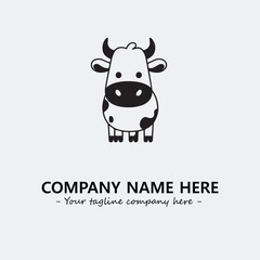Cow illustration black and white for logo company vector image
