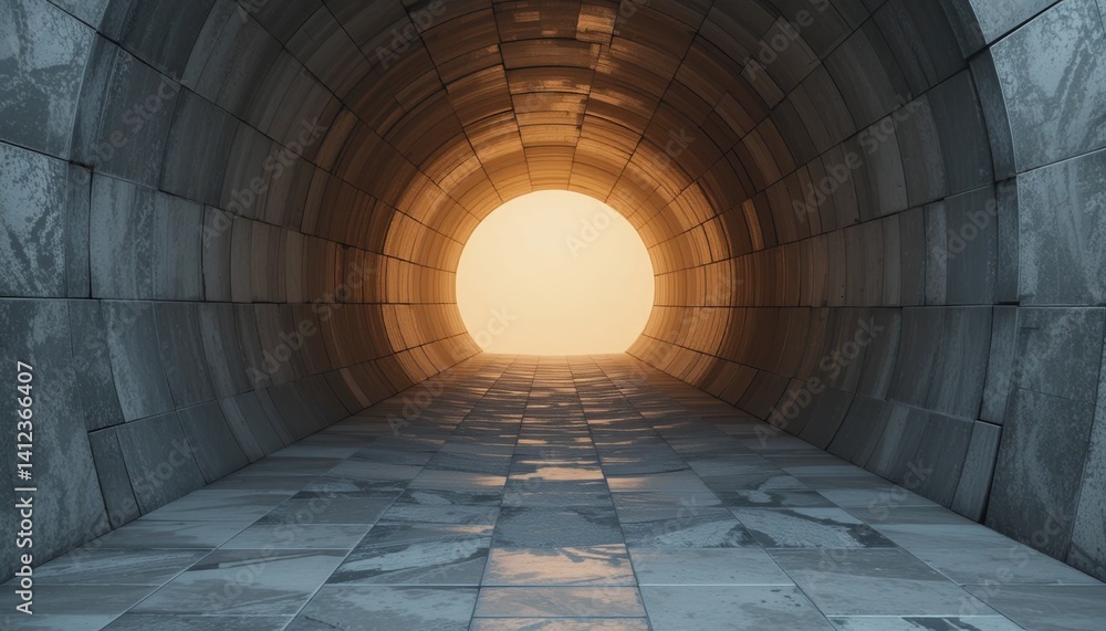 Poster illuminated tunnel passageway underground location 3d render abstract environment perspective viewpo