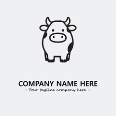 Cow illustration black and white for logo company vector image
