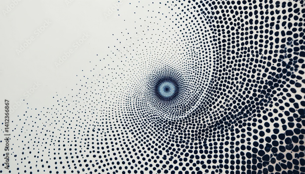 Poster dynamic black and white dots spiral design abstract art modern graphic creation digital artwork top 