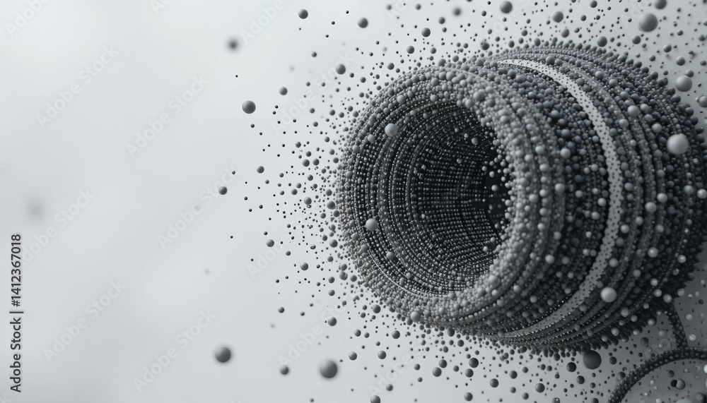 Poster dynamic particle flow simulation abstract environment digital art 3d visualization high-tech perspec